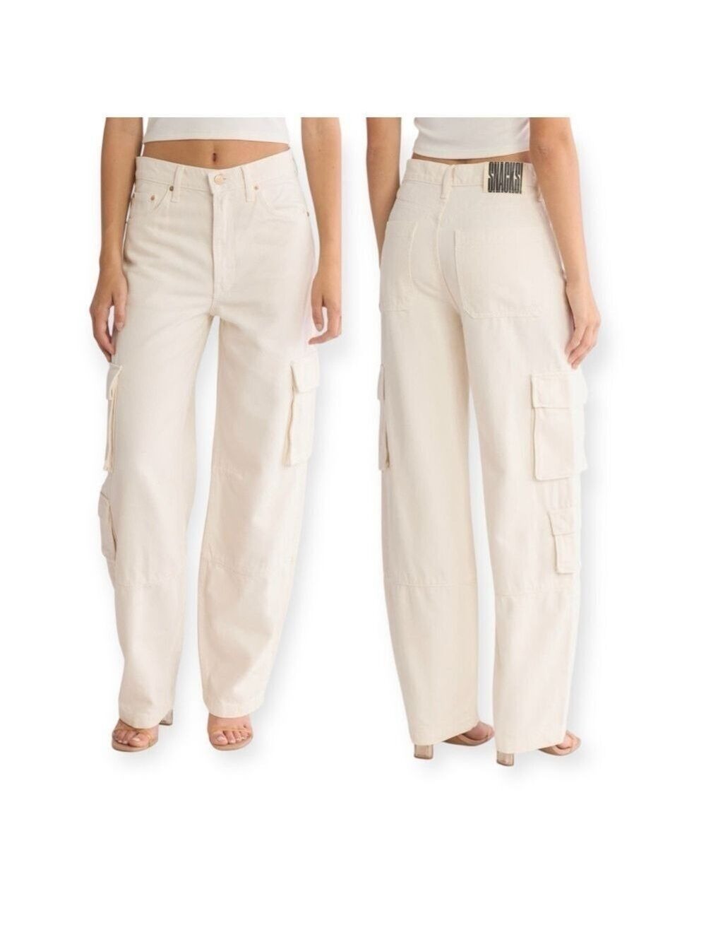 MOTHER Snacks The Side Dish Cargo Skimp Jeans Natural White Baggy Sz 31 NEW USA